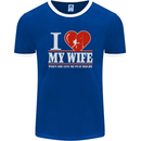 I Heart My Wife Rugby Player Funny Union Mens Ringer T-Shirt FotL Royal Blue/White