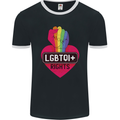 LGBTQI+ Rights Gay Pride Awareness LGBT Mens Ringer T-Shirt FotL Black/White