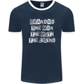 Grandad the Man Myth Legend Funny Mens Ringer T-Shirt FotL Navy Blue/White