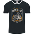 Iron Heart Biker Motorcycle Motorbike Mens Ringer T-Shirt FotL Black/White
