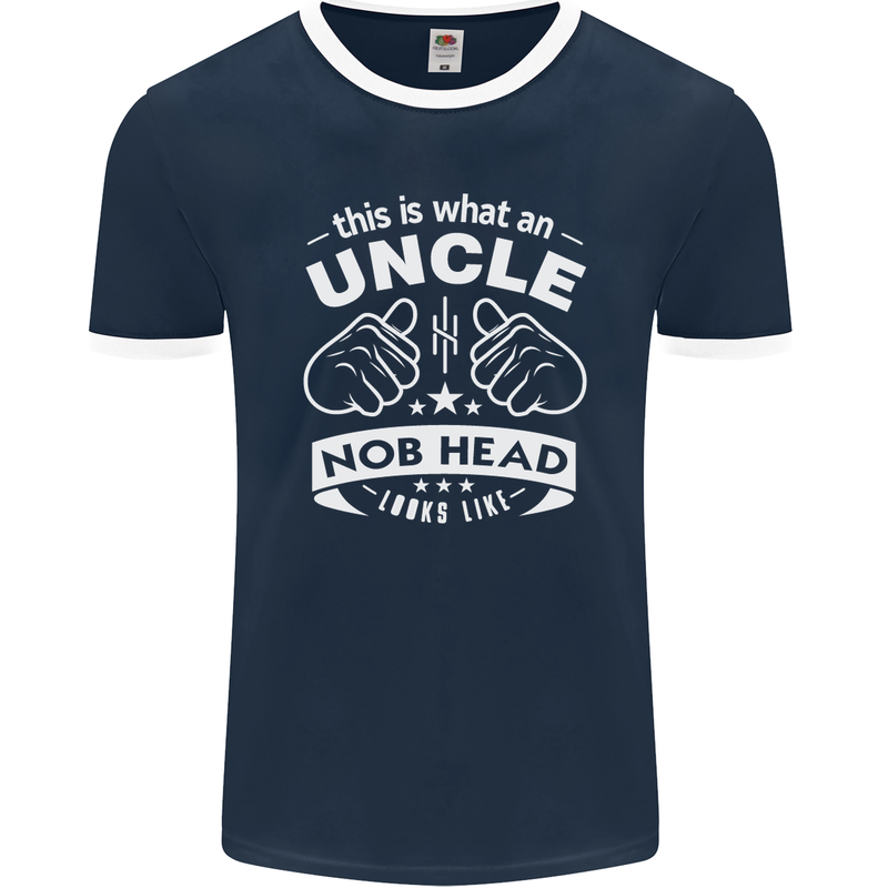 An Uncle Nob Head Looks Like Uncle's Day Mens Ringer T-Shirt FotL Navy Blue/White