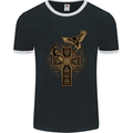 Odins Celtic Raven Viking Thor Ragnar Norse Mens Ringer T-Shirt FotL Black/White