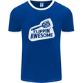 Flipping Awesome Funny Chef BBQ Fathers Day Mens Ringer T-Shirt FotL Royal Blue/White