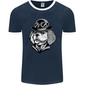 Steampunk King Charles Spaniel Cavelier Mens Ringer T-Shirt FotL Navy Blue/White