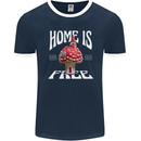 Mushrooms Home is Where You're Free Mens Ringer T-Shirt FotL Navy Blue/White