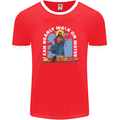 Funny Paddleboarder Jesus Paddleboarding Mens Ringer T-Shirt FotL Red/White