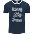 Motorbike Grandads Bingo Biker Motorcycle Mens Ringer T-Shirt FotL Navy Blue/White