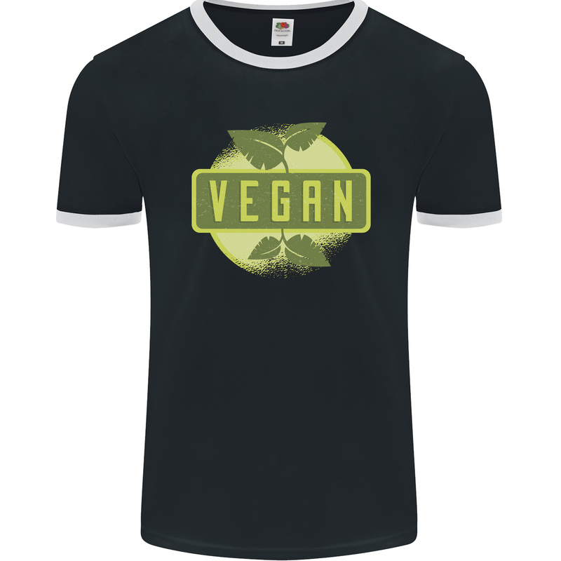 Vegan Mens Ringer T-Shirt FotL Black/White