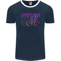 Funky Cycling Cyclist Bicycle Bike Cycle Mens Ringer T-Shirt FotL Navy Blue/White