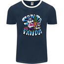 Funny Christmas Santa Panda Mens Ringer T-Shirt FotL Navy Blue/White