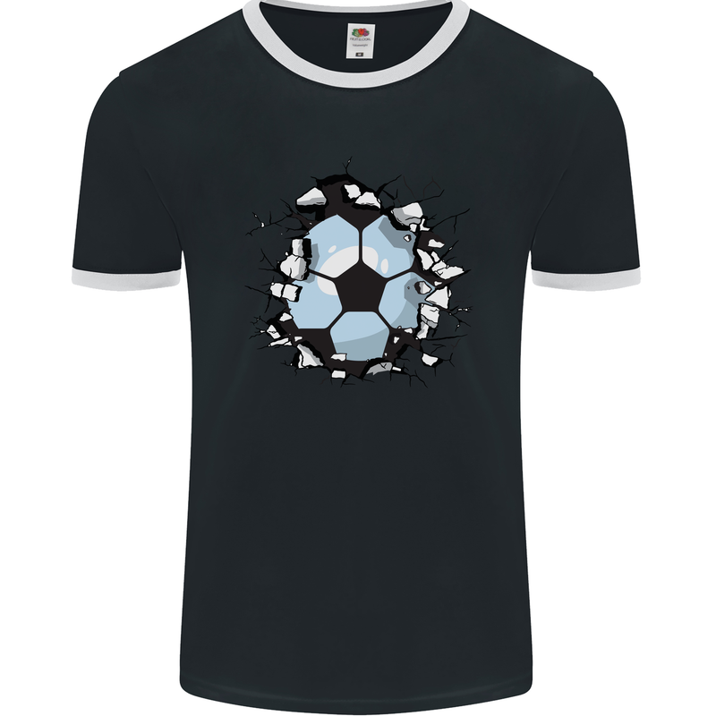 Football Smash Soccer Player Ball Mens Ringer T-Shirt FotL Black/White