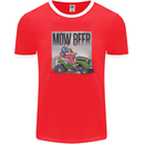 Mow Beer Funny Lawnmower Alcohol Gardening Mens Ringer T-Shirt FotL Red/White