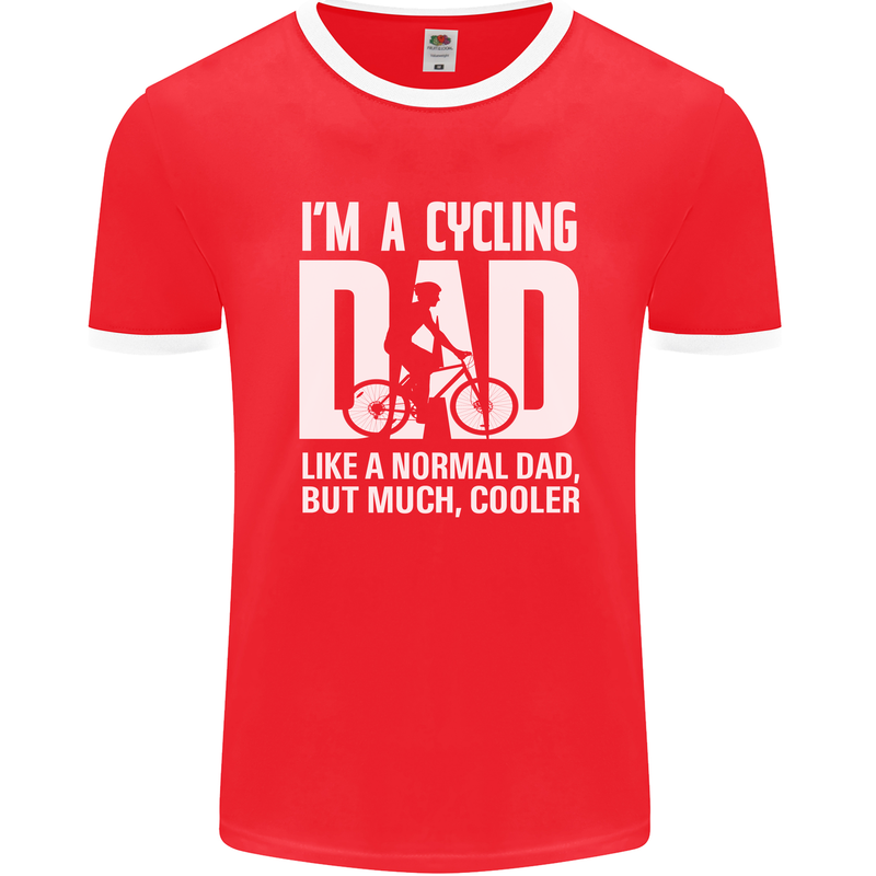 Cycling Dad Like a Normal Dad Father's Day Mens Ringer T-Shirt FotL Red/White