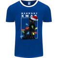 Meowy Christmas Tree Funny Cat Xmas Mens Ringer T-Shirt FotL Royal Blue/White