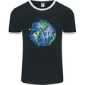 Earth Hands Climate Change Environment Mens Ringer T-Shirt FotL Black/White