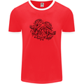 Valknut Symbol With Ravens Viking Mens White Ringer T-Shirt Red/White