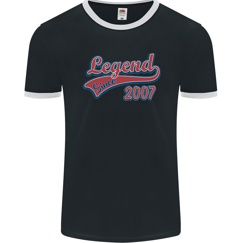 Legend Since 16th Birthday 2007 Mens Ringer T-Shirt FotL Black/White