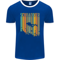 Scuba Diver Diving Dive Mens Ringer T-Shirt FotL Royal Blue/White