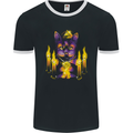 Satanic Cat Evil Feline Devil Worship Voodoo Mens Ringer T-Shirt FotL Black/White