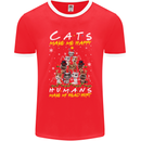 Cats Make Me Happy Funny Christmas Mens Ringer T-Shirt FotL Red/White