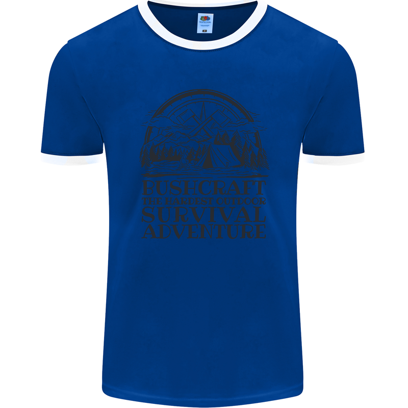 Bushcraft Outdoor Survival Adventure Mens Ringer T-Shirt FotL Royal Blue/White