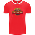 Jurassic Pug Funny Dog Movie Parody Mens Ringer T-Shirt FotL Red/White