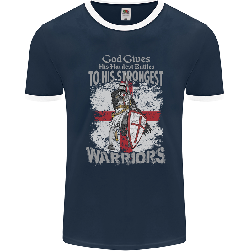 St George Warriors Mens Ringer T-Shirt FotL Navy Blue/White