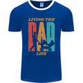 Fathers Day Living the Dad Life Twins Funny Mens Ringer T-Shirt FotL Royal Blue/White