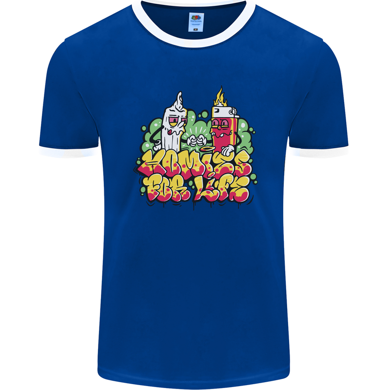 Spliff & Lighter Homies Funny Weed Cannabis Mens Ringer T-Shirt FotL Royal Blue/White