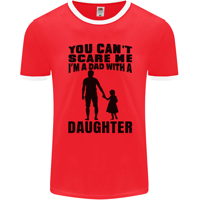 Dad With a Daughter Funny Fathers Day Mens Ringer T-Shirt FotL Red/White