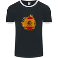 The Spanish Flag Fire Effect Spain Mens Ringer T-Shirt FotL Black/White