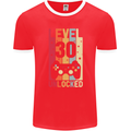 30th Birthday 30 Year Old Level Up Gamming Mens Ringer T-Shirt FotL Red/White