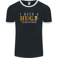 I Need a Huge Glass of Beer Funny Alcohol Mens Ringer T-Shirt FotL Black/White