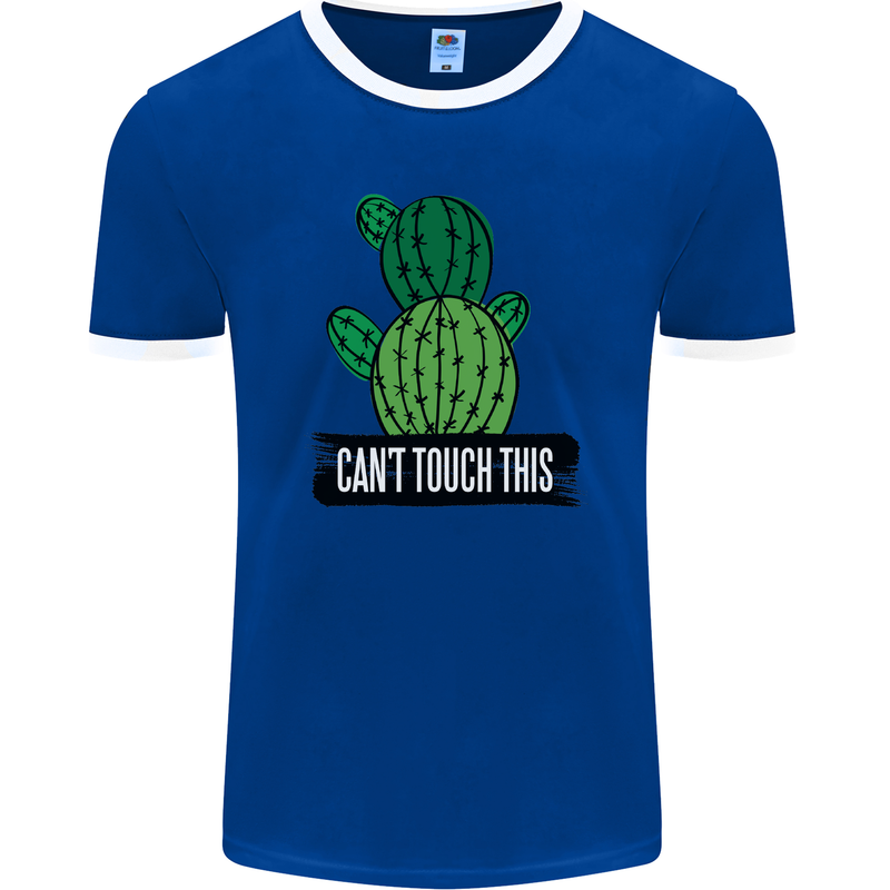 Cactus Can't Touch This Funny Gardening Mens Ringer T-Shirt FotL Royal Blue/White