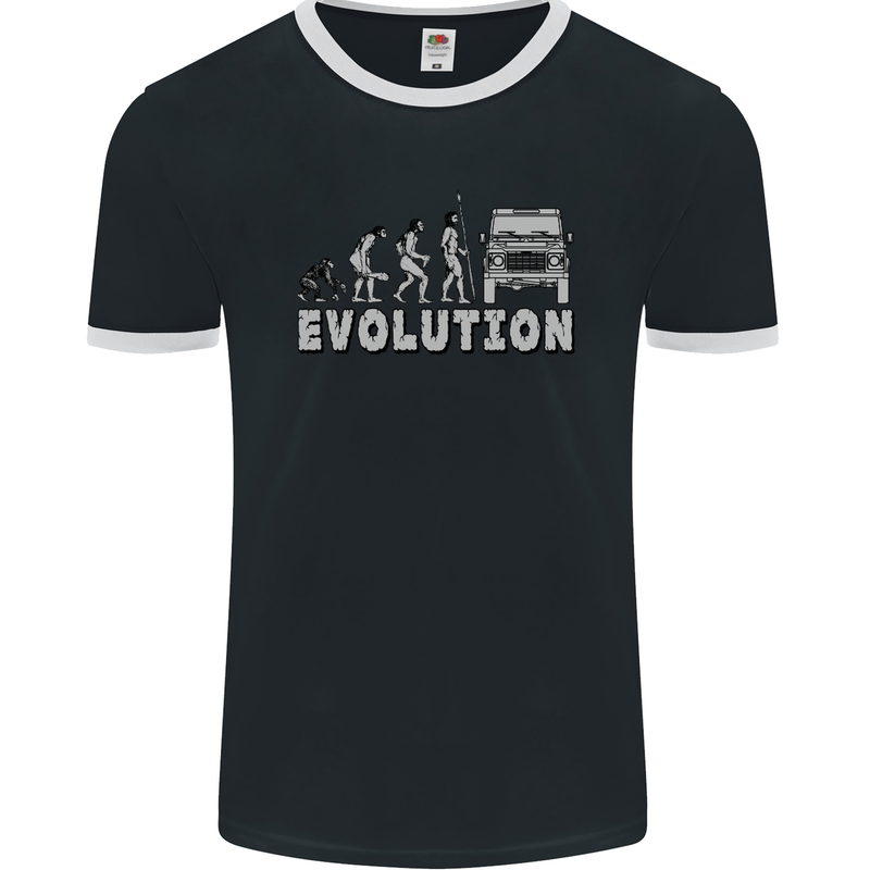 4X4 Evolution Off Road Roading Funny Mens Ringer T-Shirt FotL Black/White