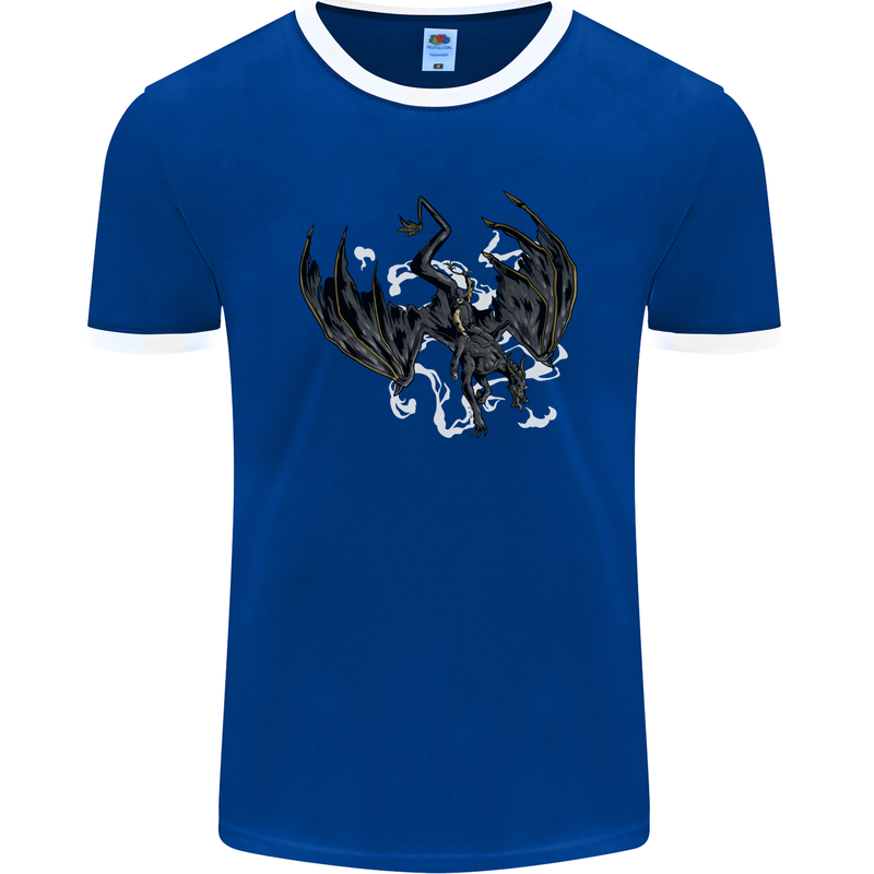Moodolf Funny Rudolf Christmas Cow Mens Ringer T-Shirt FotL Royal Blue/White