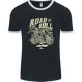 Road and Roll Motorbike Biker Motorcycle Mens Ringer T-Shirt FotL Black/White