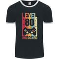 80th Birthday 80 Year Old Level Up Gamming Mens Ringer T-Shirt FotL Black/White
