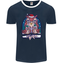 Bah Humbug Grumpy Christmas Owls Mens Ringer T-Shirt FotL Navy Blue/White