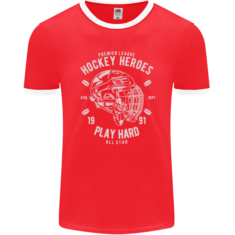 Hockey Heroes Street Ice Mens Ringer T-Shirt FotL Red/White