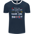 Raise Aim Shoot Funny Archery Archer Mens Ringer T-Shirt FotL Navy Blue/White