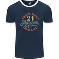 21st Birthday 21 Year Old Awesome Looks Like Mens Ringer T-Shirt FotL Navy Blue/White