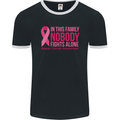 Breast Cancer Awareness Nobody Fights Alone Mens Ringer T-Shirt FotL Black/White