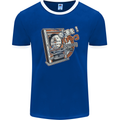 Pachinko Machine Arcade Game Pinball Mens Ringer T-Shirt FotL Royal Blue/White