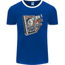 Pachinko Machine Arcade Game Pinball Mens Ringer T-Shirt FotL Royal Blue/White