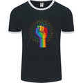 LGBT Fist Gay Pride Day Awareness Mens Ringer T-Shirt FotL Black/White