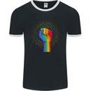 LGBT Fist Gay Pride Day Awareness Mens Ringer T-Shirt FotL Black/White