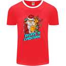 Believe in Christmas Funny Santa Xmas Mens Ringer T-Shirt FotL Red/White