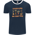 Vegan Living Life on the Veg Vegetarian Mens Ringer T-Shirt FotL Navy Blue/White