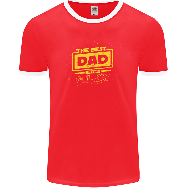 Father's Day The Best Dad in the Galaxy Mens Ringer T-Shirt FotL Red/White